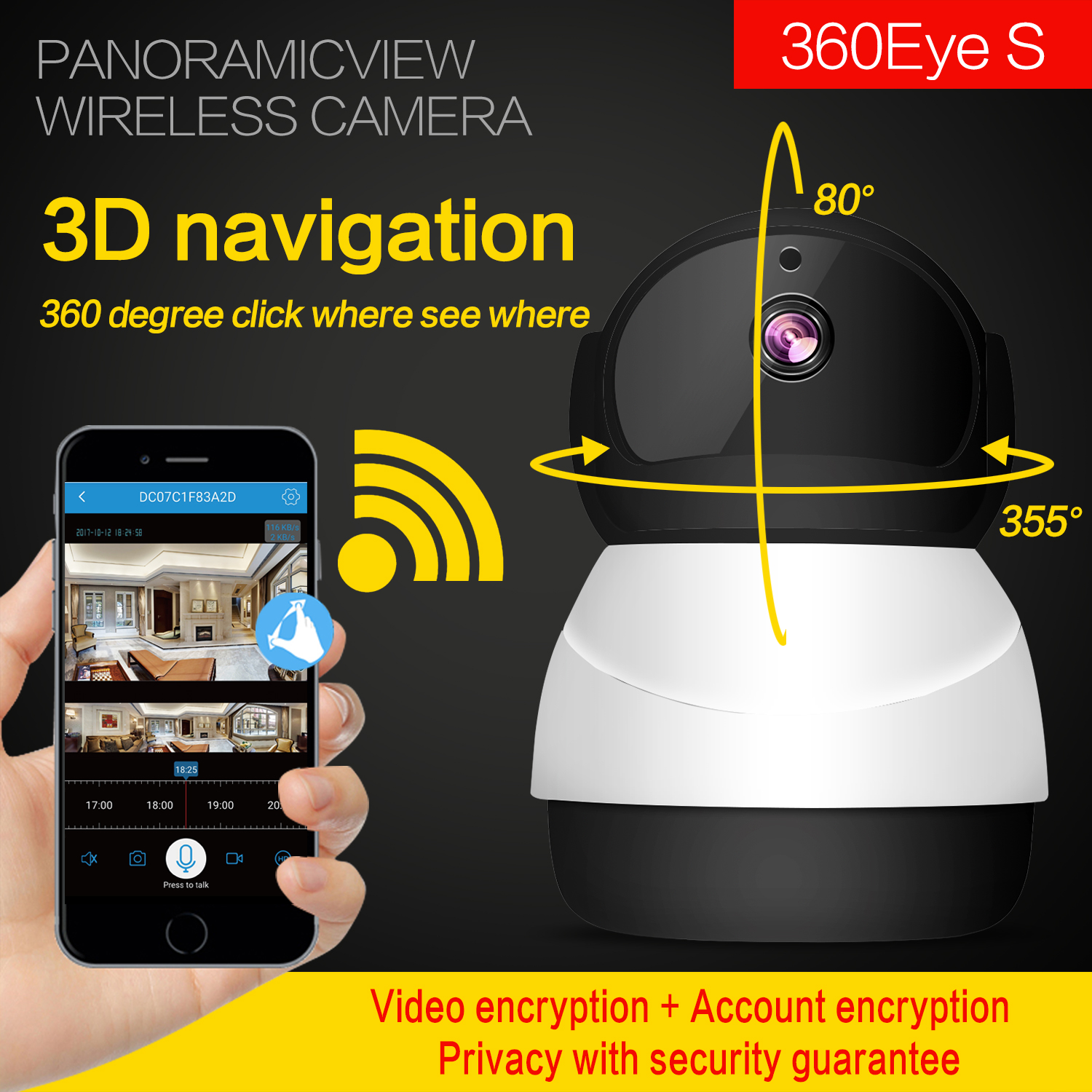 360eyes HD Snowman Wireless wifi network surveillance camera